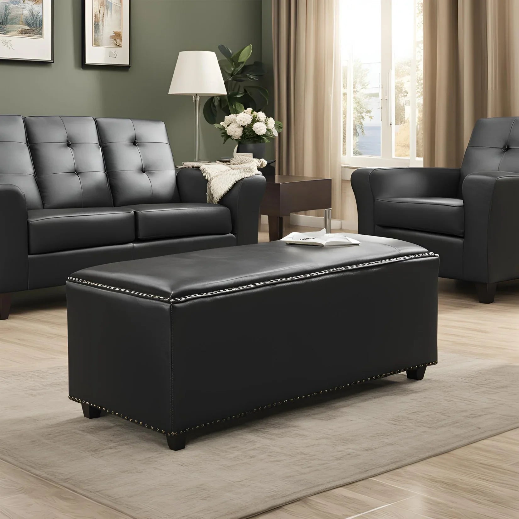 Classic Wooden Bench with Cushion - Ottoman - CRUZ INTERNATIONAL - Furniture Store